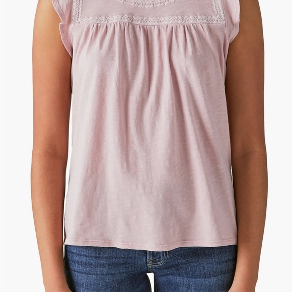 Lucky Brand 100% Cotton, Pink, Unique Embroidery, Shortsleeved, Sz XL - Picture 1 of 14